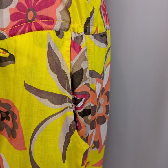 Myskova Floral Print Lightweight Jumpsuit Swim Coverup Yellow Size 1 - Picture 10 of 14